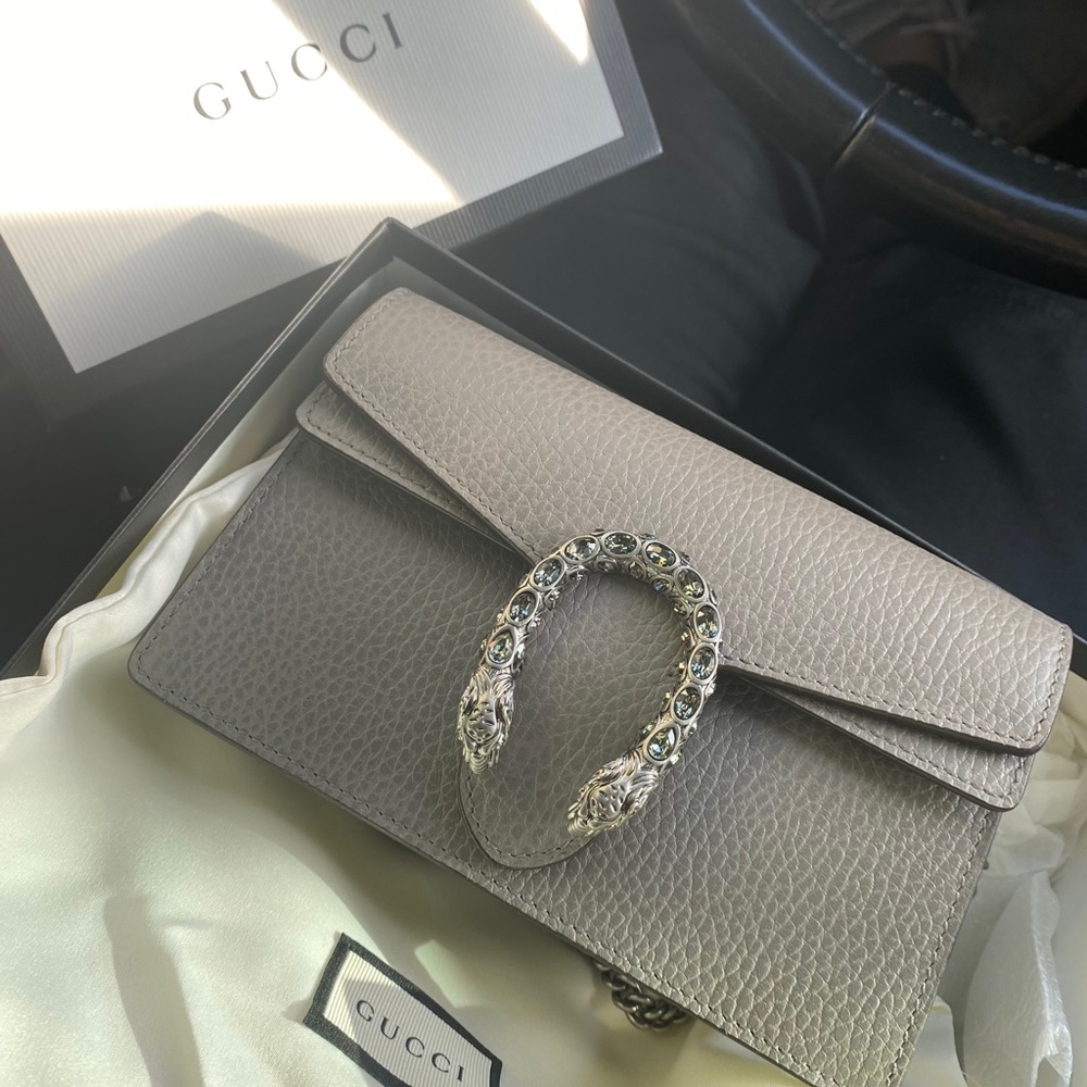 Grey Gucci Dionysus Super Mini Bag